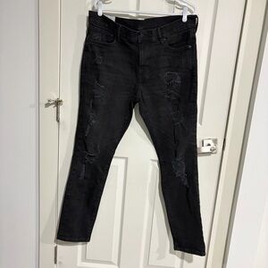H&M Black Skinny Jeans – Distressed – Size 38/32